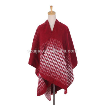 Moda mujer Jacquard ombre invierno señoras poncho abrigos